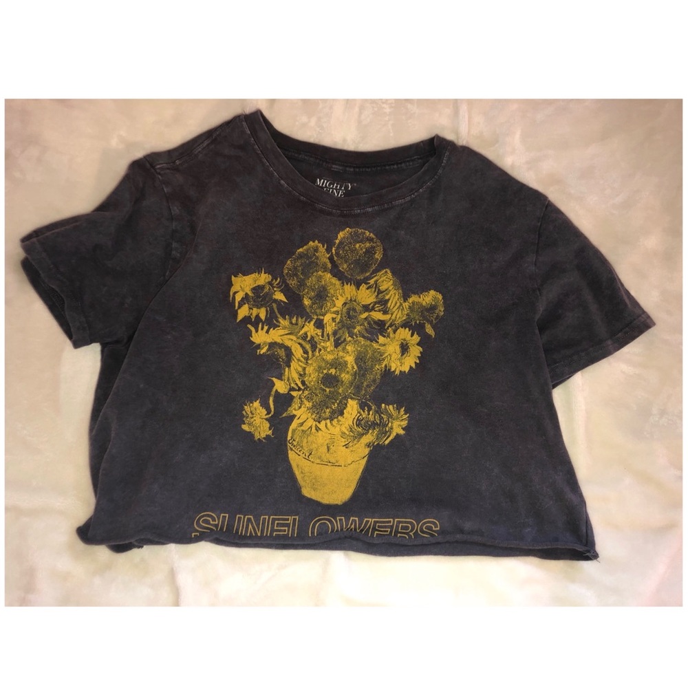 Acid Wash Sunflower Crop Top